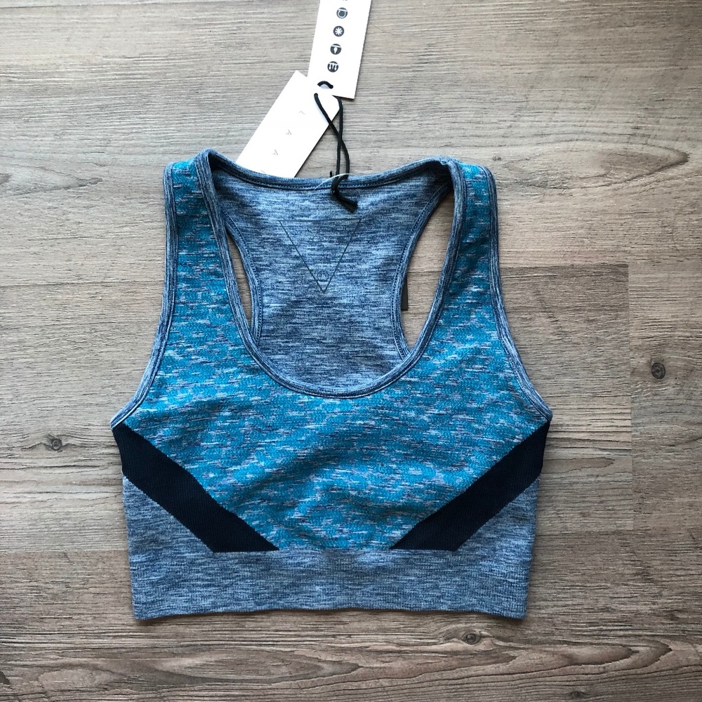 LAAIN Charlotte Seamless Racerback Bra, Blue M/L